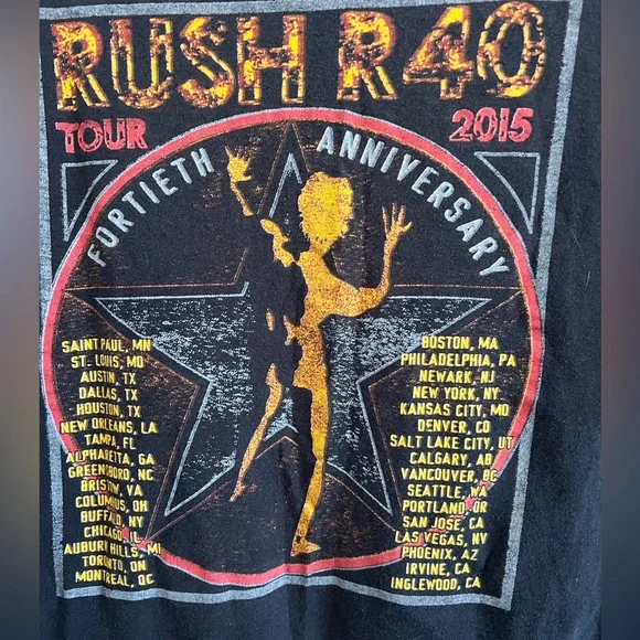 Rush 2015 R40 World Tour Concert T Shirt Celebrating 40 Years XL Cotton - Picture 4 of 4